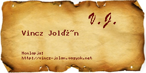 Vincz Jolán névjegykártya